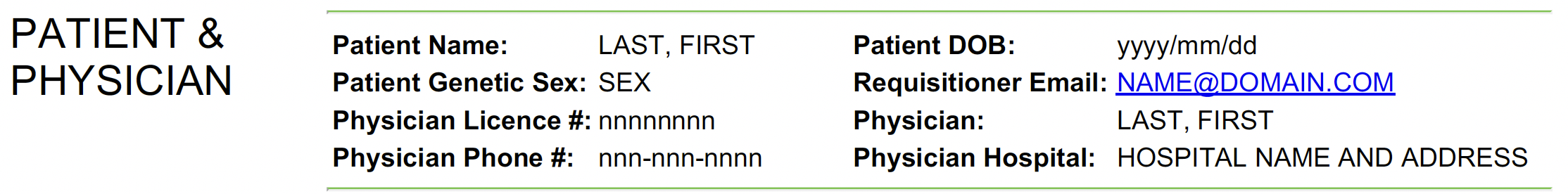Patient & Physician section